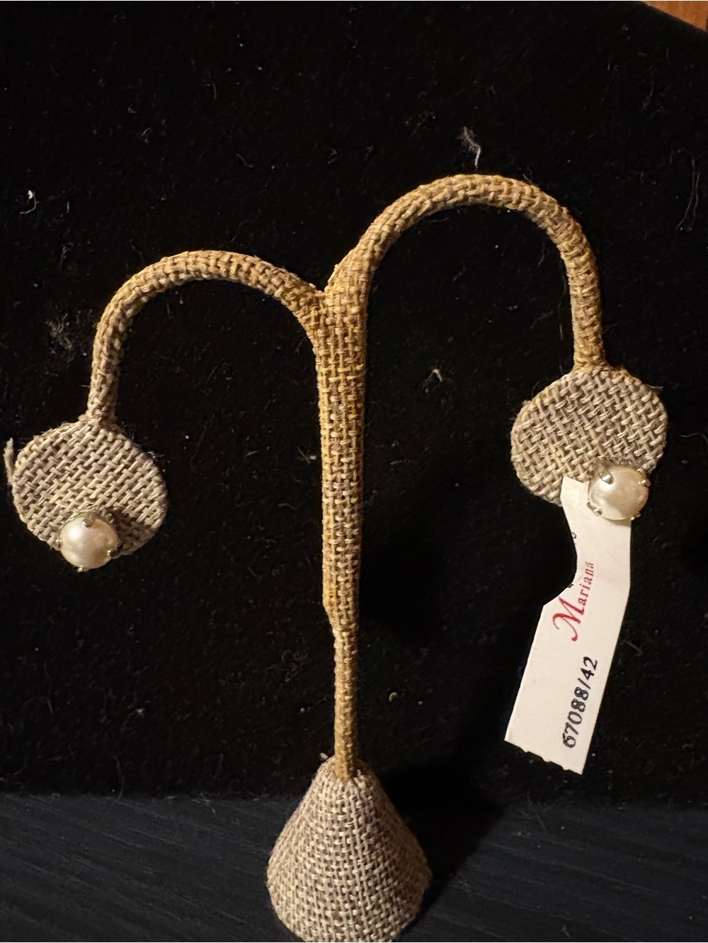 NWT Marina Beige Pearl Accent Button Earrings